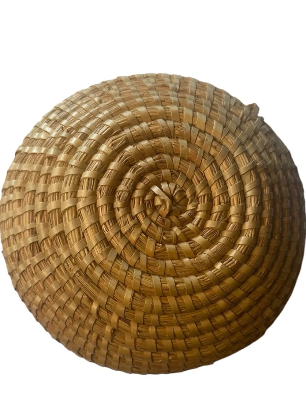 Handwoven Coiled Natural Fiber Basket Bowl 8” Boho Rustic Farmhouse Wall Decor